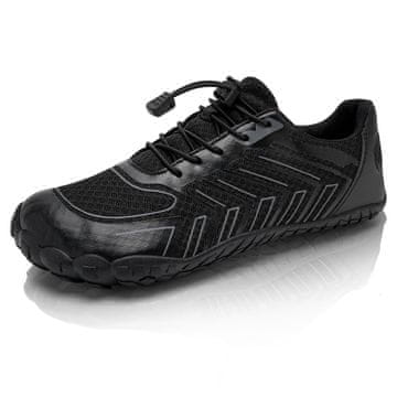 Nikcorp Trailové barefoot športne tekaške čevlje IceUnicorn Trail Training wide toe box, zavezovanje, zračna sintetična pletenina, gumijast podplat za tek po neravnem terenu in fitnes, črni 41 EU