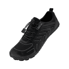 Nikcorp Trailové barefoot športne tekaške čevlje IceUnicorn Trail Training wide toe box, zavezovanje, zračna sintetična pletenina, gumijast podplat za tek po neravnem terenu in fitnes, črni 41 EU