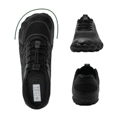 Nikcorp Trailové barefoot športne tekaške čevlje IceUnicorn Trail Training wide toe box, zavezovanje, zračna sintetična pletenina, gumijast podplat za tek po neravnem terenu in fitnes, črni 41 EU