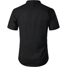 Nikcorp Moška Henley košulja LucMatton Slim Fit črna, kratki rokavi 3 gumbi, bombaž z dodatkom lana, odvajanje vlage, smart casual za poletje S