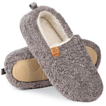 Nikcorp Ženske copate EverFoams Memory Foam, zatepljene z mehakim flisom, protizdrsni gumijasti podplat Loafer, siva 39,5 EU