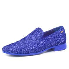 Nikcorp Mokasini UUBARIS Smoking Loafers slip-on bleščeči kraljevsko modri 46, svečani, tekstil, prožna guma, dihajoč protizapahni vložek