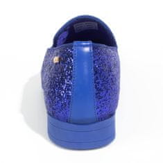 Nikcorp Mokasini UUBARIS Smoking Loafers slip-on bleščeči kraljevsko modri 46, svečani, tekstil, prožna guma, dihajoč protizapahni vložek
