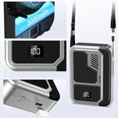 Nikcorp Prenosni ventilator Kukiwhy 4v1 na pas USB Type-C, 3 načini hitrosti, tihi brezkrtačni motor 25 dB, baterija 3000 mAh do 10 ur, polimer odporen na padce, 145 g LED zaslon, hlajenje za pisarno in