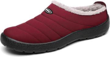 Nikcorp Zimske copate SMajong unisex slip-on, vodoodporen vrh, podložene z umetnim krznom, protizdrsni gumijasti podplat, rdeče 40 EU, za dom in na prostem