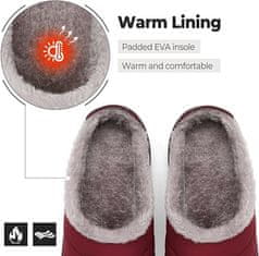 Nikcorp Zimske copate SMajong unisex slip-on, vodoodporen vrh, podložene z umetnim krznom, protizdrsni gumijasti podplat, rdeče 40 EU, za dom in na prostem