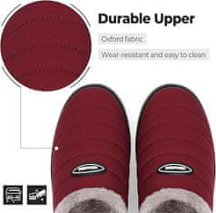 Nikcorp Zimske copate SMajong unisex slip-on, vodoodporen vrh, podložene z umetnim krznom, protizdrsni gumijasti podplat, rdeče 40 EU, za dom in na prostem