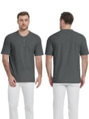 Nikcorp Moška polo majica Henley KEFITEVD model s kratkimi rokavi, s gumbno patento, 100% bombaž, zračna in odporna na mečkanje, skoraj brez likanja, siva L