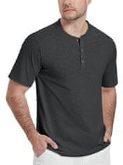 Nikcorp Moška polo majica Henley KEFITEVD Henley, črna XL, 100% bombaž, kratki rokav, gumbna plinta, zračna, odporna proti gubam, casual smart casual