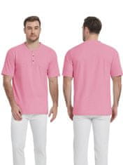 Nikcorp Moška polo majica Henley KEFITEVD L rožová 100% bombaž kratek rokav nastavljiv gumbni trak zračna tkanina brez likanja število dvojni šivi tailored fit