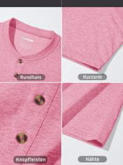 Nikcorp Moška polo majica Henley KEFITEVD L rožová 100% bombaž kratek rokav nastavljiv gumbni trak zračna tkanina brez likanja število dvojni šivi tailored fit