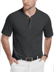 Nikcorp Moška polo majica Henley KEFITEVD Henley, črna XL, 100% bombaž, kratki rokav, gumbna plinta, zračna, odporna proti gubam, casual smart casual