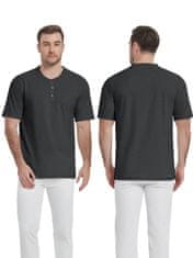 Nikcorp Moška polo majica Henley KEFITEVD Henley, črna XL, 100% bombaž, kratki rokav, gumbna plinta, zračna, odporna proti gubam, casual smart casual