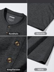 Nikcorp Moška polo majica Henley KEFITEVD Henley, črna XL, 100% bombaž, kratki rokav, gumbna plinta, zračna, odporna proti gubam, casual smart casual