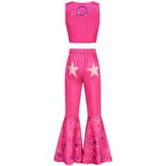 Nikcorp Otroški pustni kostim princeske Roza za deklice 110 cm komplet 5-delni brezrokavnik zvončaste hlače rutka očala uhani temno roza Rose Red bal