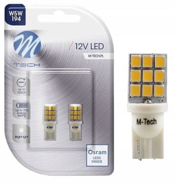 M-Tech LED žarnica W5W T10 9xSMD 2835 OSRAM LED stranska