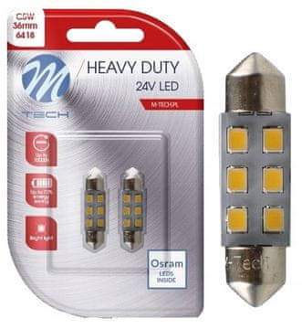 M-Tech 2x C5W C10W 36mm LED OSRAM 24V 6xSMD bela žarnica