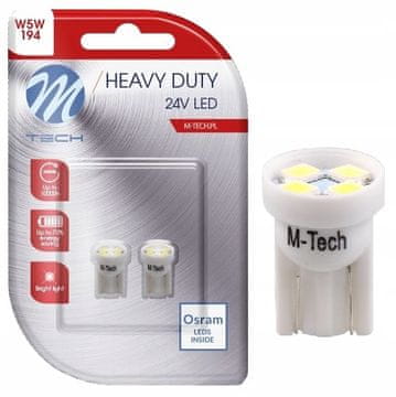 M-Tech 2x W5W T10 LED žarnica 24V 4xSMD2835 bela