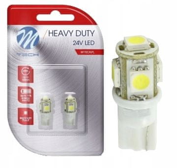 M-Tech 2x W5W T10 LED žarnica 24V 5xSMD5050 bela
