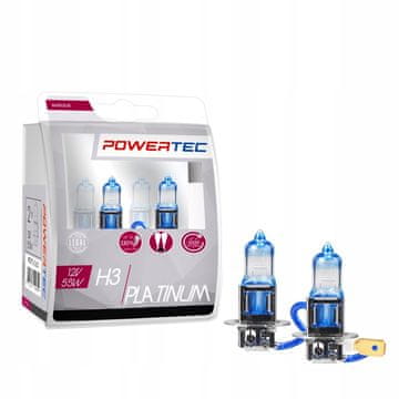 M-Tech H3 PLATINASTE ŽARNICE 12V 55W DO 130 % VEČ SVETLOBE, DOVOLJENE ZA CESTNO UPORABO, DUO BOX