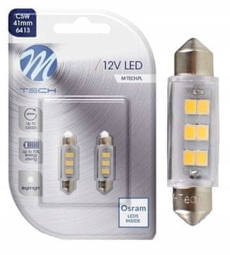M-Tech LED ŽARNICA C5W 41mm 6xSMD2835 BELA OSRAM LED