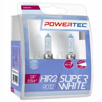 M-Tech HIR2 9012 SUPER BELE POWERTEC ŽARNICE 12V 55W Z DVOJNIM SIJSKIM SVETILKAM