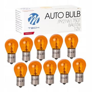M-Tech Žarnica smernikov PY21W oranžna 12V 21W BAU15s jantarna 10 kosov