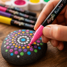 Netscroll 24-delni set akrilnih markerjev na vodni osnovi, konica 1–3 mm, za več površin, AcrylicMarkers