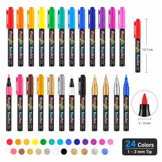 Netscroll 24-delni set akrilnih markerjev na vodni osnovi, konica 1–3 mm, za več površin, AcrylicMarkers