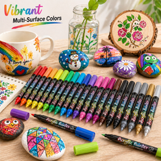 Netscroll 24-delni set akrilnih markerjev na vodni osnovi, konica 1–3 mm, za več površin, AcrylicMarkers