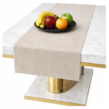 shumee SVETLO BEŽ žametni tekač za mizo 40x140 gladek klasičen eleganten bež