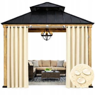 shumee Vrtna zavesa 155x180 vodoodporna na kolesih, pergola za teraso, balkon, ecru