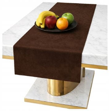 shumee RJAV žametni tekač za mizo 40x140 cm, gladek, klasičen, elegantno rjav