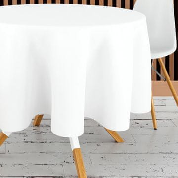 shumee Prt, odporen proti madežem, za 4 letne čase, mehak, vzdržljiv, brezšivni rob, enostaven za vzdrževanje, idealen za poroke, praznike in zabave, krog 140 cm, bel