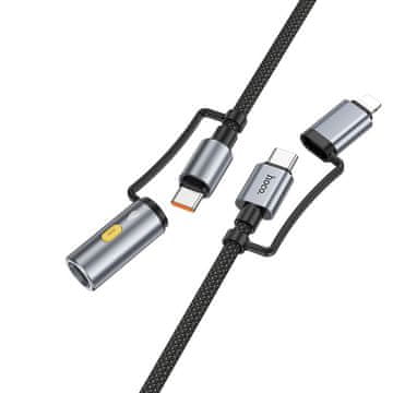 Hoco Vse-v-enem kabel USB-C / Lightning na USB-C / avtomobilski vžigalnik Hoco PD 3A 60 W, 1,2 m, U138, siv