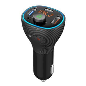 ART ART FM-oddajnik Bluetooth 5.0 + USB-A QC3.0 + tip C (skupaj 30 W) FM-73 črn