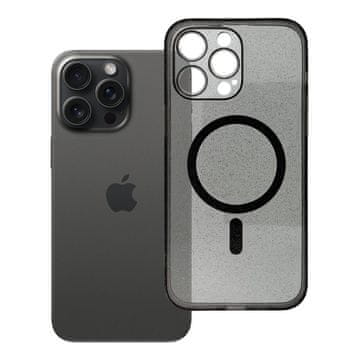 OEM Ovitek za iPhone 14 PRO MAX Clear Mag Cover (STR / CAMERA PROTECTION), združljiv z MagSafe, črn z bleščicami