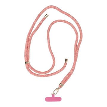 OEM Vrvica za telefon, obesek za telefon – SWING (8 mm) z nastavljivo dolžino / dolžina vrvice 165 cm (največ 82,5 cm v zanki) / za nosenje prek ramena ali okoli vratu – roza-bela