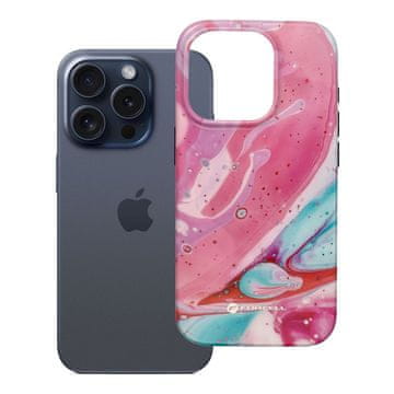 FORCELL Ohišje za iPhone 15 PRO Forcell F-Protect Mirage, združljivo z MagSafe, preizkušeno v skladu z vojaškimi standardi za padce, roza marmor