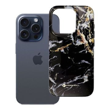 FORCELL Ohišje za iPhone 15 PRO Forcell F-Protect Mirage, združljivo z MagSafe, preizkušeno v skladu z vojaškimi standardi za padce, črni marmor