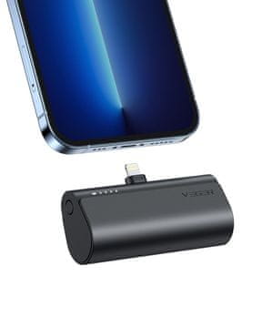 VEGER Prenosna baterija Veger PlugOn (W0556P) PD QC3.0 3A 20W 5000 mAh z vgrajenim priključkom Lightning, črna