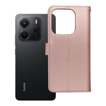 OEM Torba MEZZO Book za XIAOMI Redmi Note 14 4G (GLOBAL – 164,84 mm x 78,15 mm x 8,16 mm) v zlato-roza barvi z motivom medvedka