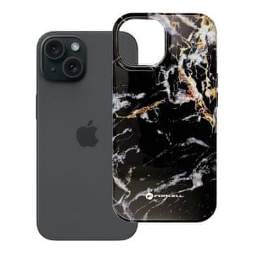 FORCELL Ohišje za iPhone 15 Forcell F-Protect Mirage, združljivo z MagSafe, preizkušeno v skladu z vojaškimi standardi za padce, črni marmor