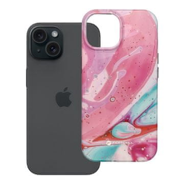 FORCELL Ohišje za iPhone 15 Forcell F-Protect Mirage, združljivo z MagSafe, preizkušeno v skladu z vojaškimi standardi za padce, roza marmor