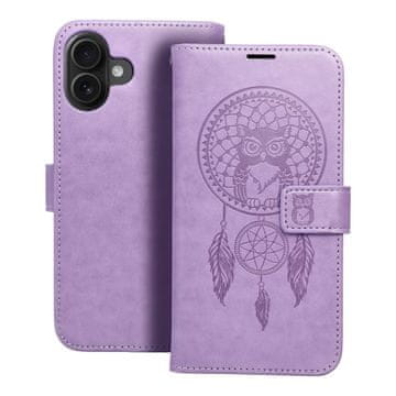 OEM Torbica MEZZO Book za iPhone 16 Plus, motiv lovilca sanj, vijolična