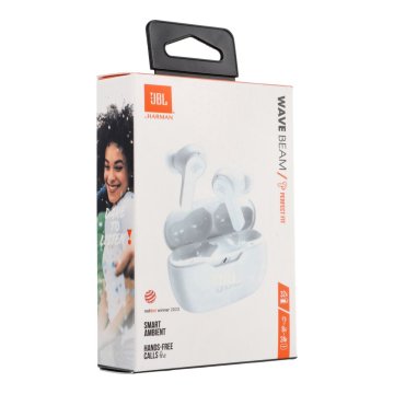JBL Brezžične ušesne slušalke JBL IP54 IPX2 Wave Beam, bele