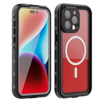 OEM Vodoodporno etui Shellbox DOT za iPhone 15 PRO MAX, združljivo z MagSafe, črno