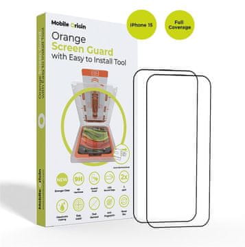 Mobile-origin Orange Screen Guard zaščitno steklo za iPhone 15, 2 kosa (SGA-F-i15-2pk)