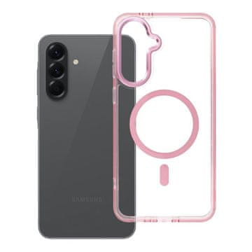 OEM Ohišje FRAME CLEAR HYBRID MAG COVER, združljivo z MagSafe, za SAMSUNG A56 v barvi pudrasto roza