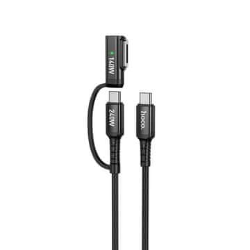 Hoco Kabel 2 v 1 USB-C na USB-C / Mag3 Hoco 240 W, 1,8 m, U142, črn